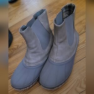 Gray/Tan Ankle Rain Boots